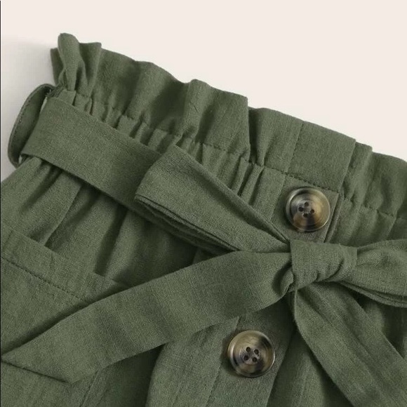 SHEIN Button Front Paperbag Waist Belted Skirt - Picture 3 of 4